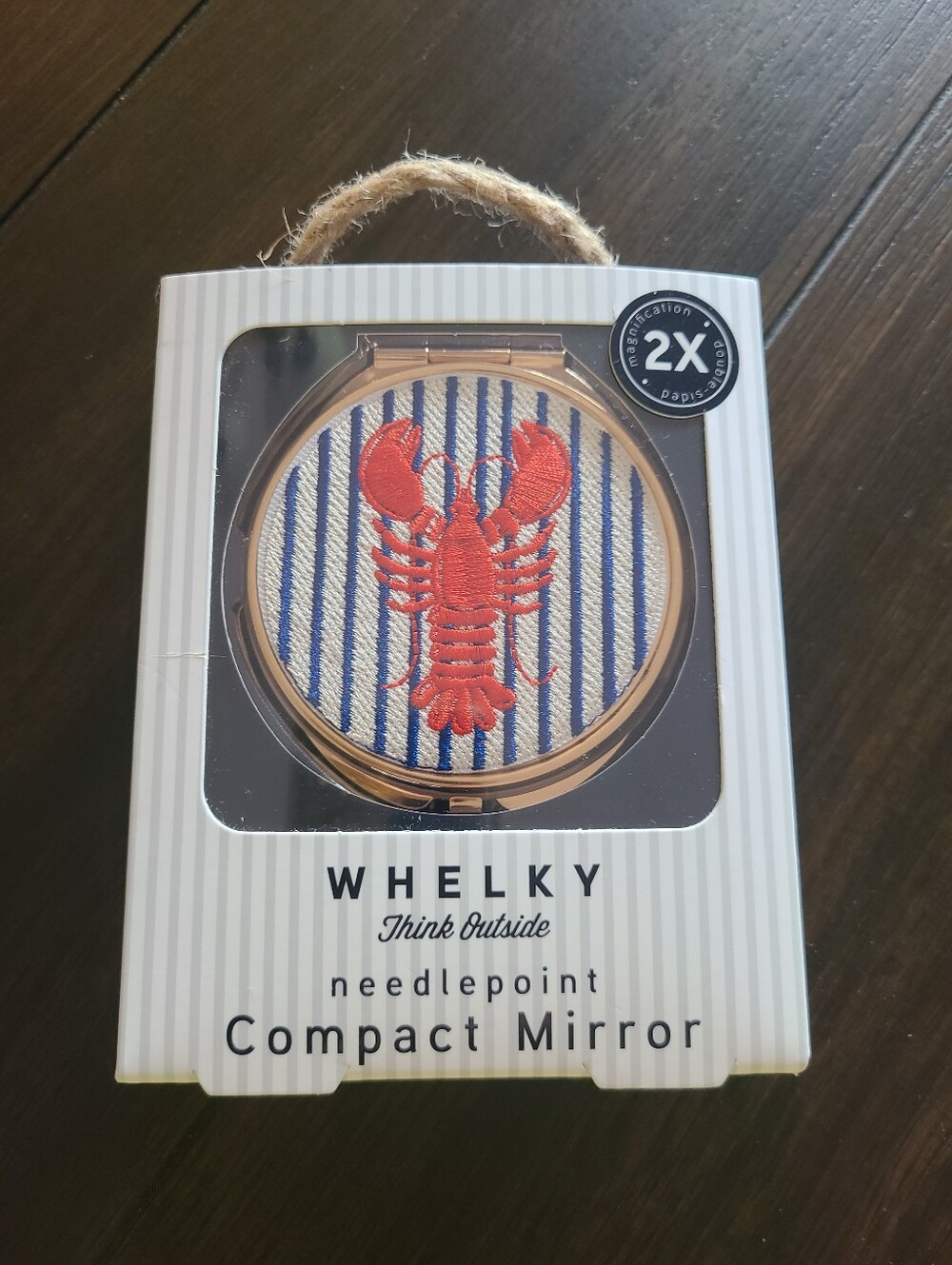 Whelky Think Outside Needlepoint Lobster Compact Mirror